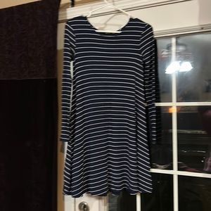 navy and white dress